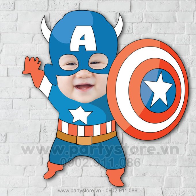 Chibi mặt bé ghép Captain America