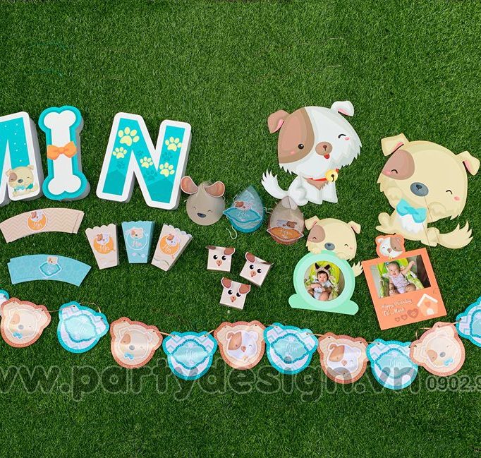 Set trang trí sinh nhật chủ đề Cún Con