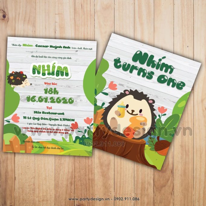 Thiệp sinh nhật chủ đề Nhím