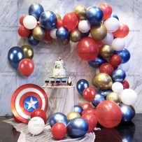 Set bong bóng Captain America xanh đỏ cam trắng