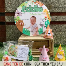 Set bong bóng trang trí màu xanh lá - khỉ, hươu, hổ, ong, sư tử