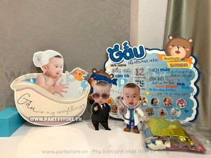 Set trang trí sinh nhật chủ đề Gấu - bé Phúc Hưng