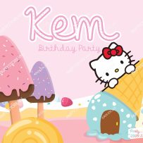 Backdrop sinh nhật Kem Ice Cream & Kitty