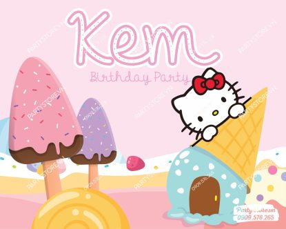 Backdrop sinh nhật Kem Ice Cream & Kitty