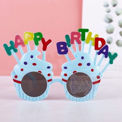 Mắt kính Happy Birthday vui nhộn kiểu cupcake màu xanh