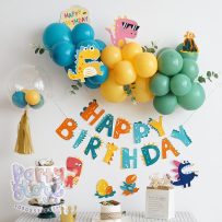 Set bong bóng Khủng Long Dino có dây chữ Happy Birthday mẫu 2