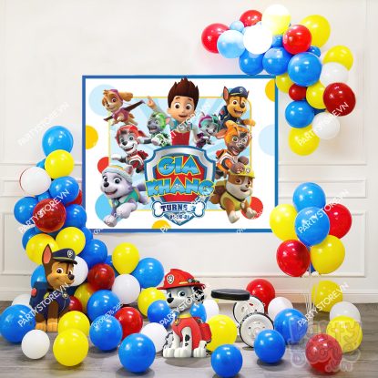 Set bong bóng trang trí sinh nhật chủ đề Paw Patrol (có backdrop)