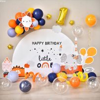 PD55 - Set bong bóng trang trí sinh nhật tông cam xanh kèm backdrop
