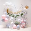 PD67 -Set bong bóng style Hàn Quốc, bóng mây, số tuổi vương miện, dây Happy Birthday, dây sao bạc