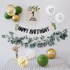 Set bong bóng trang trí sinh nhật kiểu Hàn, dây bạch đàn, lá cờ số tuổi - K35