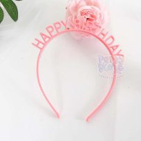 Cài tóc chữ happy birthday bằng nhựa màu hồng nhạt