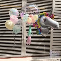 Bóng bay Jumbo hồng pastel xanh vàng, bóng bay Unicorn 7 màu, Happy Birthday