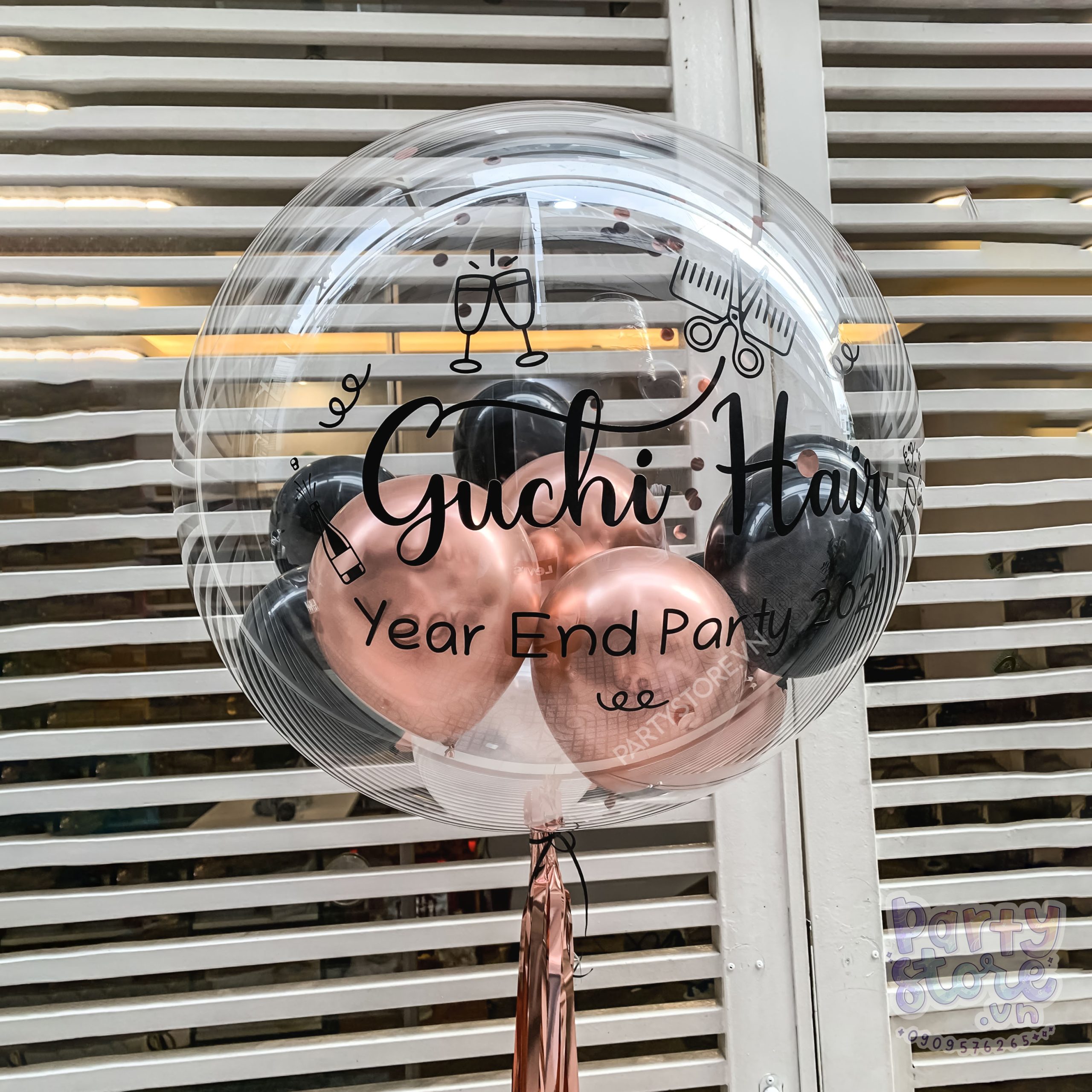 Bóng bay Jumbo hồng rose gold và đen, sinh nhật year end party-2