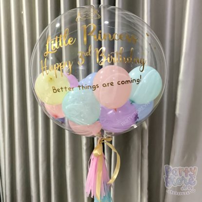 Bóng bay Jumbo màu pastel hồng xanh tím chữ decal vàng gold