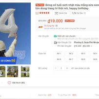 Bóng số sinh nhật màu trắng PartyStoreVN tại Shopee