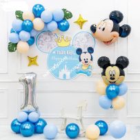 PD10 - Set bong bóng trang trí sinh nhật chủ đề Mickey tông xanh biển