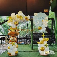 PD110 - Set bong bóng trang trí sinh nhật chủ đề Con Trâu cùng backdrop tên bé, dây chữ và bóng trâu