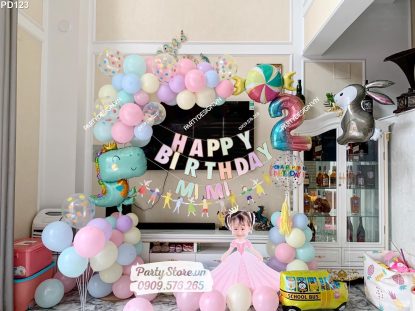 PD123 - Set bóng trang trí sinh nhật bé gái tông pastel chủ đề Kẹo
