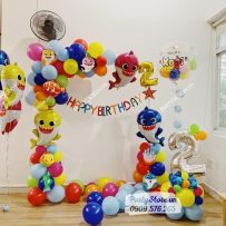 PD146 - Set bong bóng trang trí sinh nhật chủ đề Baby Shark nhiều màu sắc