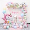 PD15 - Set bong bóng trang trí sinh nhật bé gái chủ đề Unicorn tông pastel