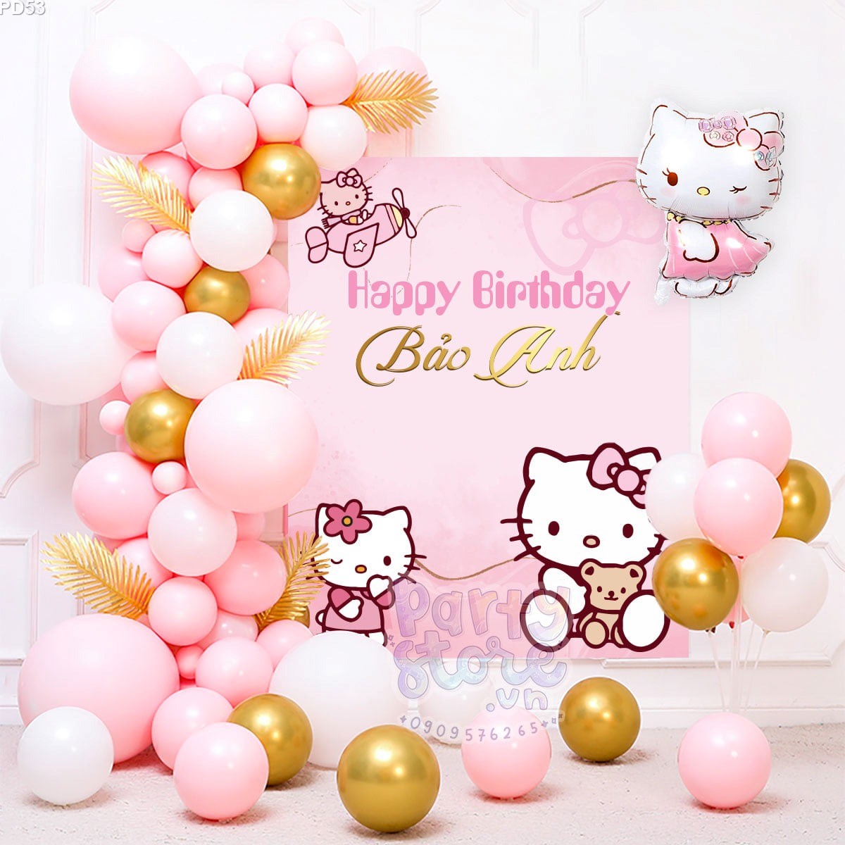 Bộ phụ kiện trang trí sinh nhật chủ đề Hello Kitty  Bóng sinh nhật Con Cưng