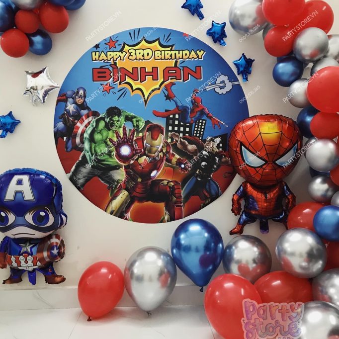 PD84 - Set bong bóng trang trí sinh nhật chủ đề Siêu Anh Hùng dành cho các bé trai