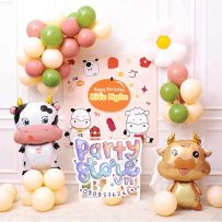PD95 - Set bong bóng trang trí sinh nhật chủ đề Bò - Trâu dành cho bé trai và bé gái