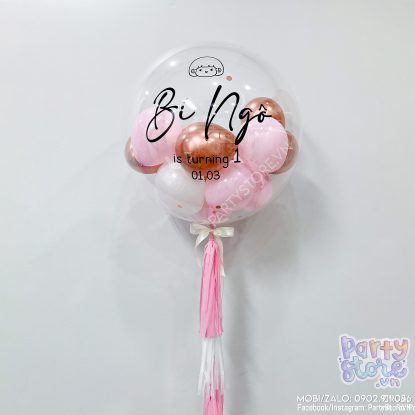 Bóng bay Jumbo Heli tông hồng rose gold, hồng pastel, trắng