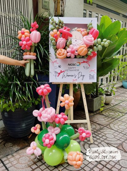 Bảng hoa bong bóng mừng Ngày Phụ Nữ Việt Nam, tone cam hồng - NGSC