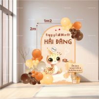 Phông cứng formex sinh nhật thôi nôi tuổi Rắn tone nâu cam vàng cho bé trai