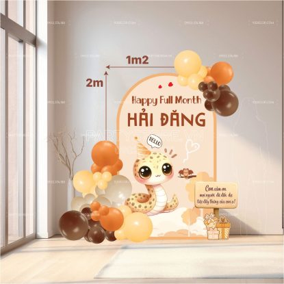 Phông cứng formex sinh nhật thôi nôi tuổi Rắn tone nâu cam vàng cho bé trai