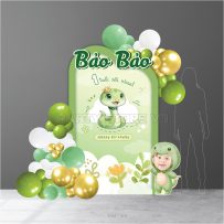 Phông cứng thôi nôi chủ đề rắn xanh tông xanh lá pastel phong cách dễ thương