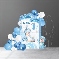 Phông cứng thôi nôi bé trai chủ đề rắn tông xanh dương phong cách dễ thương in formex